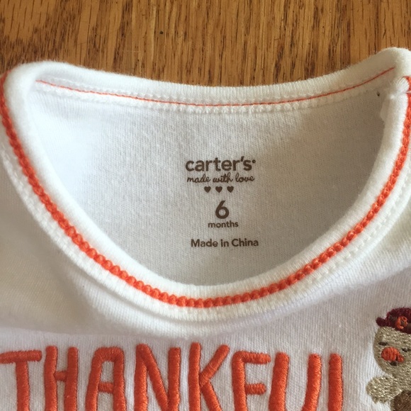 Carter’s Thanksgiving Long Sleeved Bodysuit, 6M - Picture 3 of 7